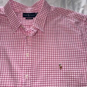 Polo Ralph Lauren Classic Fit Gingham Check Plaid Shirt Pink White 4XLT S Sleeve